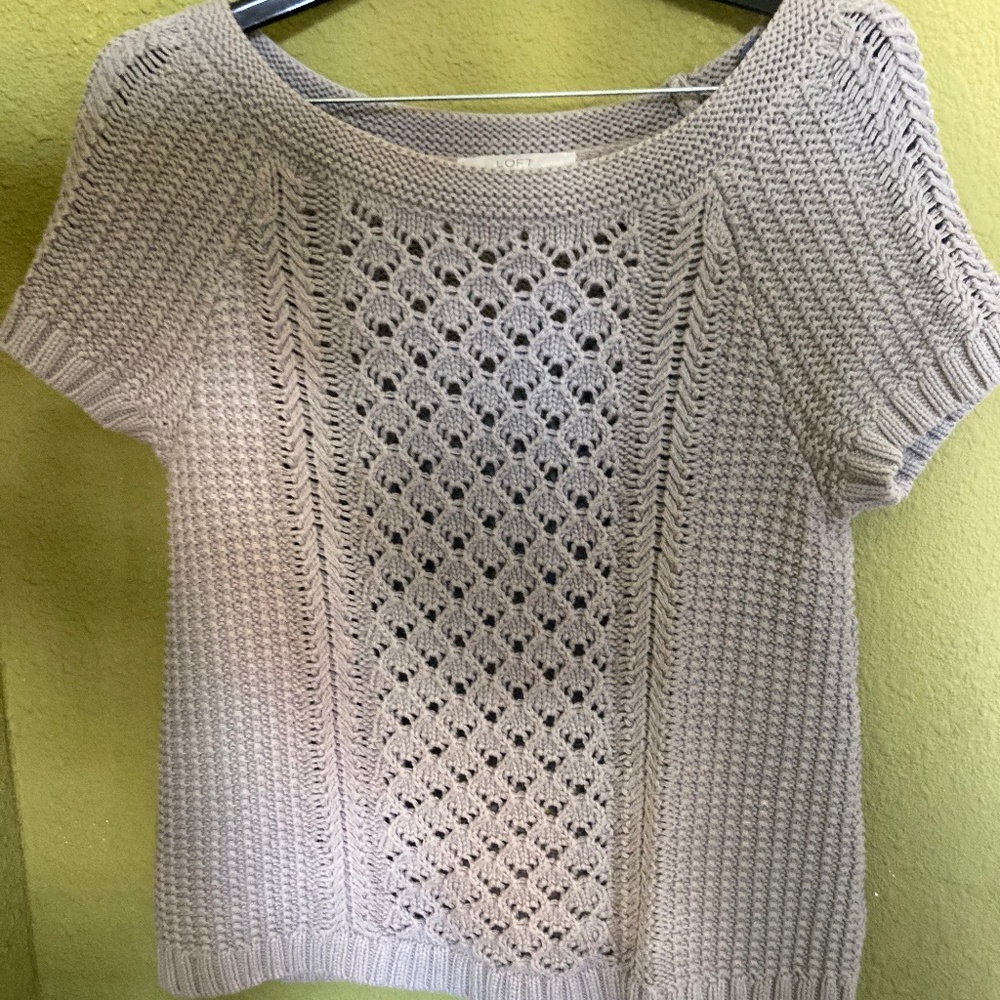 LOFT Short sleeve crocheted sweater